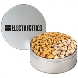 Silver 3 Way Promotional Nuts in Custom Tin - 1.5 lb.