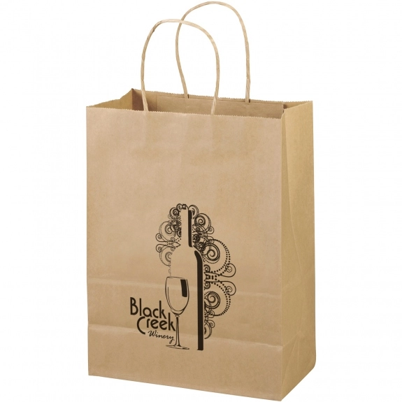 Recycled Brown Kraft Promotional Shopping Bag - 10 x 13 x 5 | ePromos