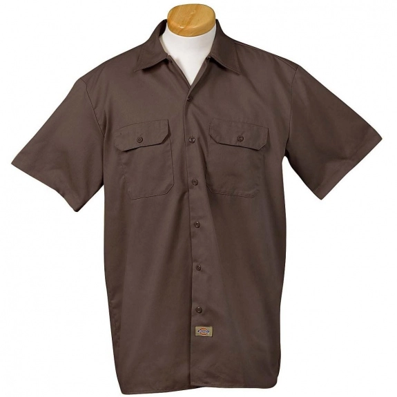 Dark Brown Dickies Short-Sleeve Custom Work Shirt