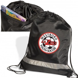 Full Color Zippered Custom Drawstring Backpack - 14.5"w x 17.5"h