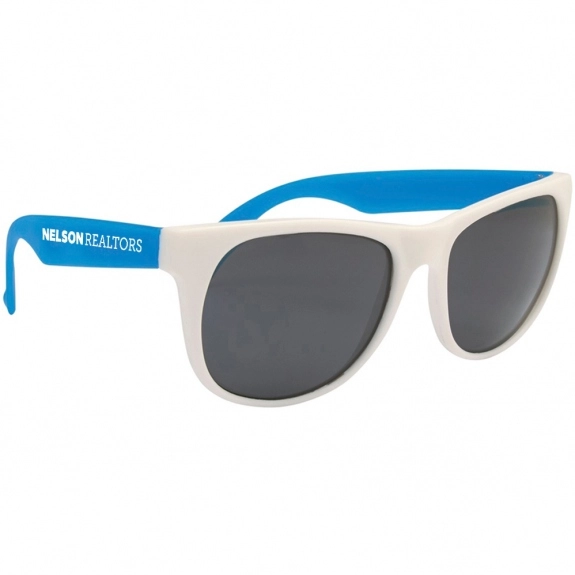 Blue Rubberized Custom Sunglasses