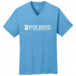 Aquatic Blue Port & Company V-Neck Custom T-Shirts - Colors
