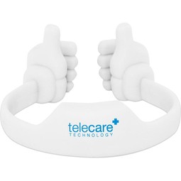 White Two Thumbs Up Promotional Cell Phone Holder