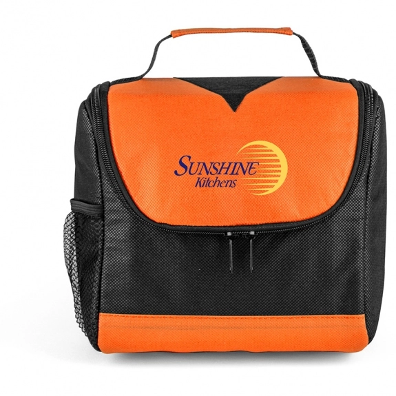 Orange - Center Divider Custom Lunch Bag w/ Foil Lining