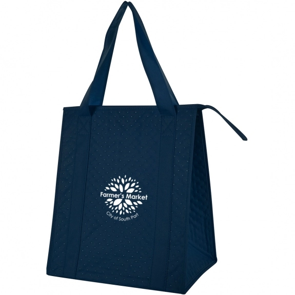 Navy Non-Woven Dimpled Custom Tote Bag - 13"w x 15.25"h x 9.5"d