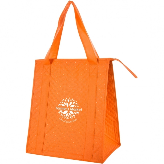 Orange Non-Woven Dimpled Custom Tote Bag - 13"w x 15.25"h x 9.5"d