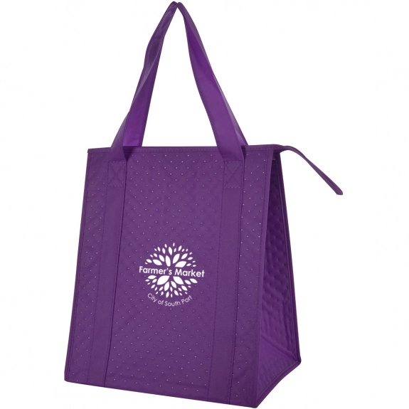 Purple Non-Woven Dimpled Custom Tote Bag - 13"w x 15.25"h x 9.5"d