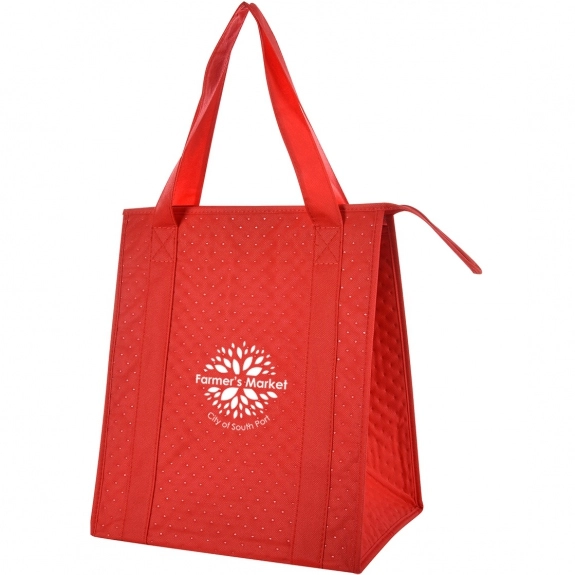 Red Non-Woven Dimpled Custom Tote Bag - 13"w x 15.25"h x 9.5"d