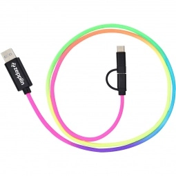 3-In-1 Rainbow Braided Custom Charging Cable - 3'
