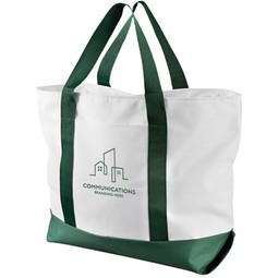 White / Forest Green - Liberty Bags Bay View Zippered Custom Boat Tote
