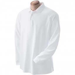 White Devon & Jones Pima Pique Long-Sleeve Custom Polo Shirt - Men's