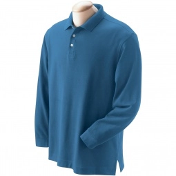 Slate Blue Devon & Jones Pima Pique Long-Sleeve Custom Polo Shirt - Men's
