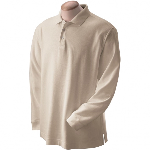 Stone Devon & Jones Pima Pique Long-Sleeve Custom Polo Shirt - Men's