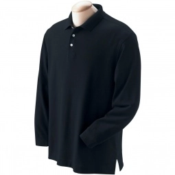Black Devon & Jones Pima Pique Long-Sleeve Custom Polo Shirt - Men's