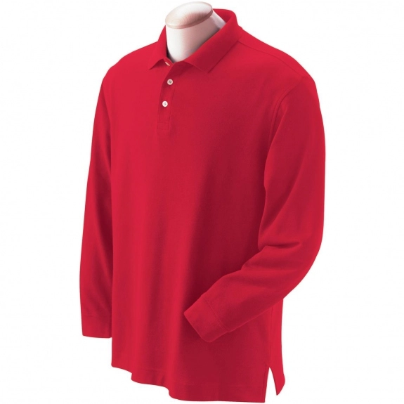 Red Devon & Jones Pima Pique Long-Sleeve Custom Polo Shirt - Men's