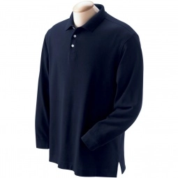 Navy Blue Devon & Jones Pima Pique Long-Sleeve Custom Polo Shirt - Men's