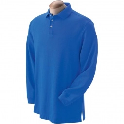 French Blue Devon & Jones Pima Pique Long-Sleeve Custom Polo Shirt - Men's