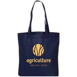 Navy Blue Flat Non-Woven Custom Tote Bags - 13.5"w x 14.5"h