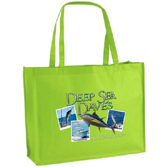 Lime Green Full Color Non-Woven Promo Tote Bag - 20"w x 6"d x 16"h