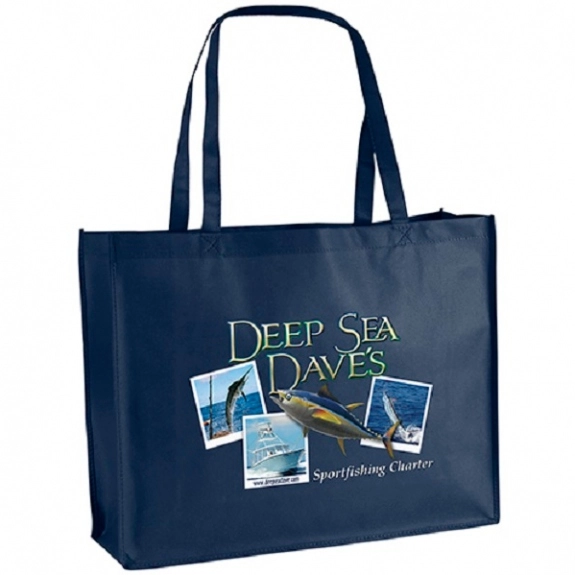 Navy Blue Full Color Non-Woven Promo Tote Bag - 20"w x 6"d x 16"h
