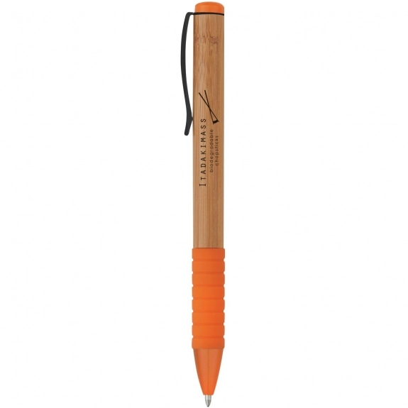 Natural/Orange Bamboo Twist Promotional Pen