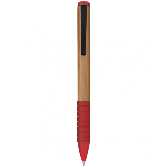 Natural/Red Bamboo Twist Promotional Pen