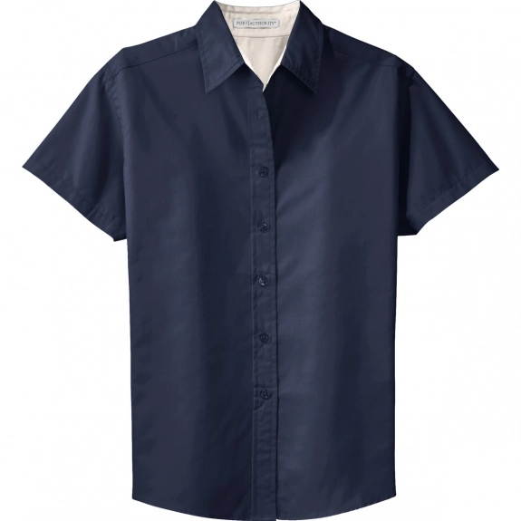 Navy Port Authority Short Sleeve Easy Care Custom Shirt