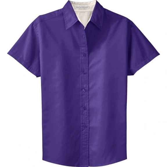 Purple Port Authority Short Sleeve Easy Care Custom Shirt
