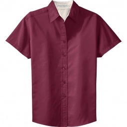 Burgundy Port Authority Short Sleeve Easy Care Custom Shirt