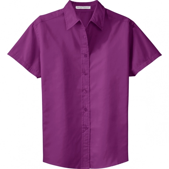 Deep Berry Port Authority Short Sleeve Easy Care Custom Shirt