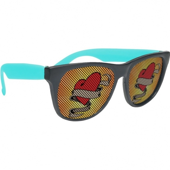 Black/Teal Cool Lens Promotional Sunglasses