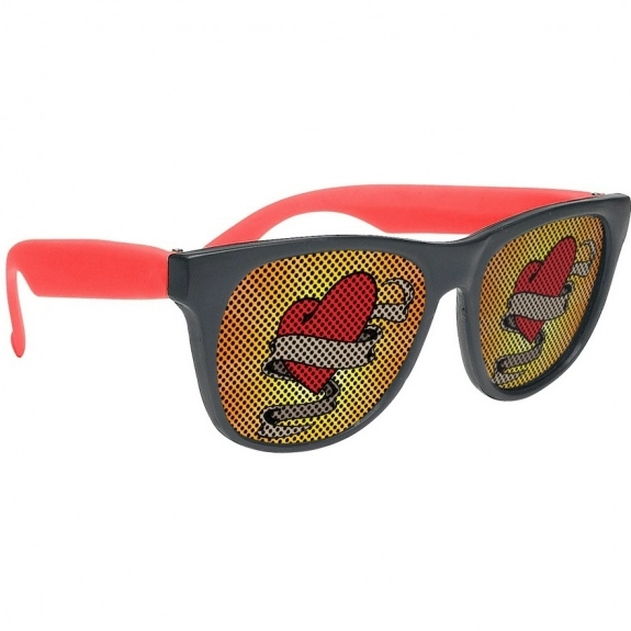 Black/Red Full Color Cool Lens Promotional Sunglasses
