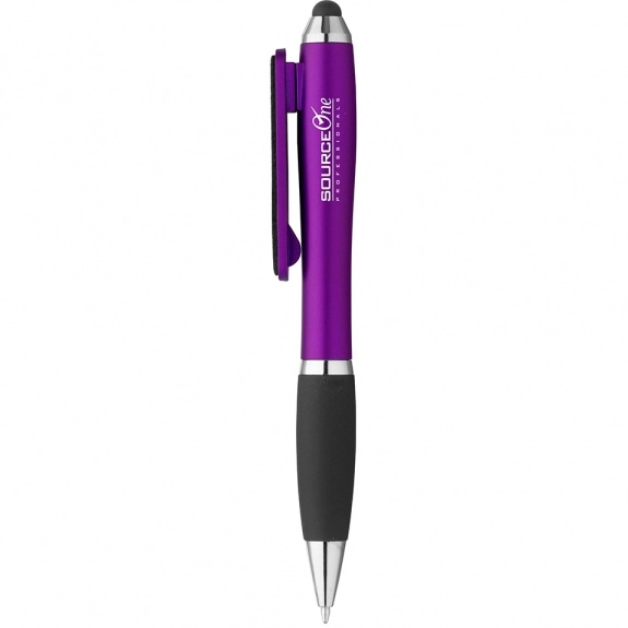 Purple - Curvaceous Twist Stylus Custom Pen w/ Screen Cleaner