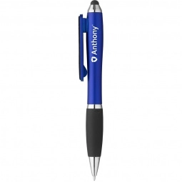 Blue - Curvaceous Twist Stylus Custom Pen w/ Screen Cleaner