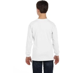 Back Gildan Heavy Cotton Custom Youth Long Sleeve T-Shirt - White