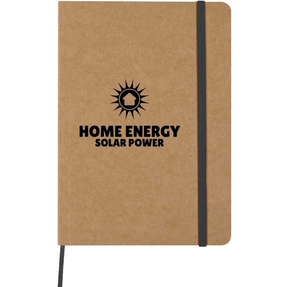 Natural / black - Eco-Inspired Promotional Notebook w/ Strap - 5"w x 7"h