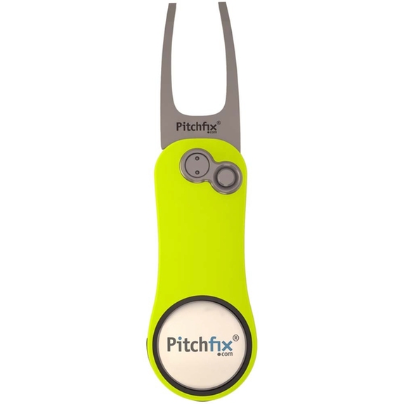 Flourescent yellow Pitchfix Hybrid 2.0 Promotional Divot Tool