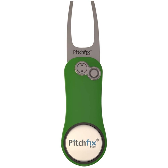 Green/white Pitchfix Hybrid 2.0 Promotional Divot Tool