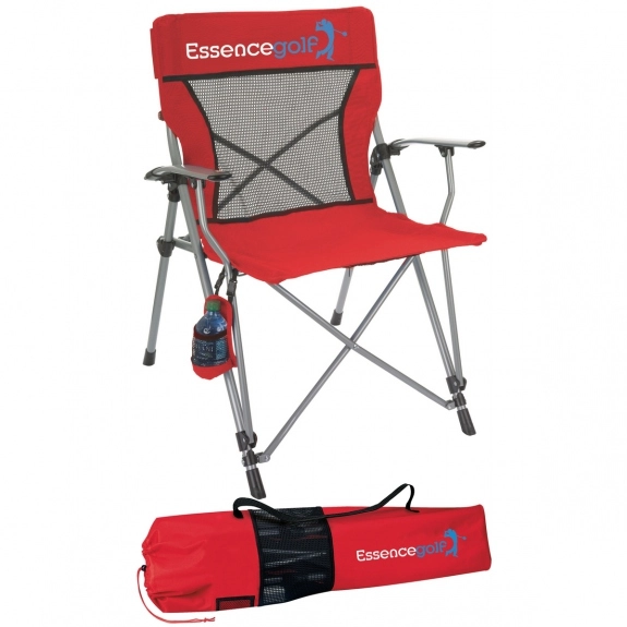 Red Deluxe Logo Folding Chair w/ Arms & Carrying Case
