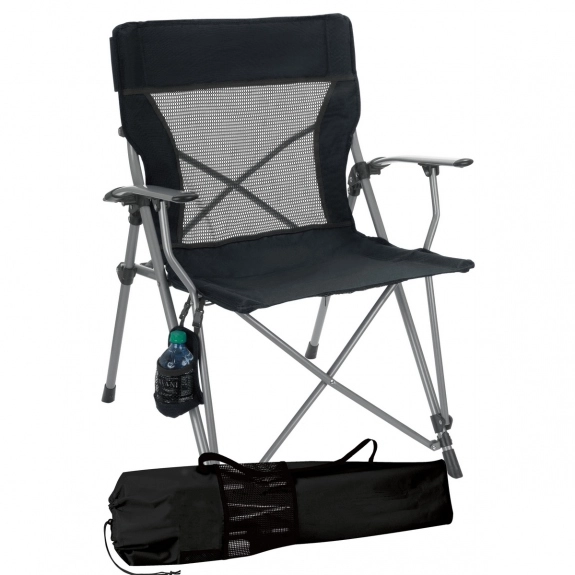 Black Deluxe Logo Folding Chair w/ Arms & Carrying Case